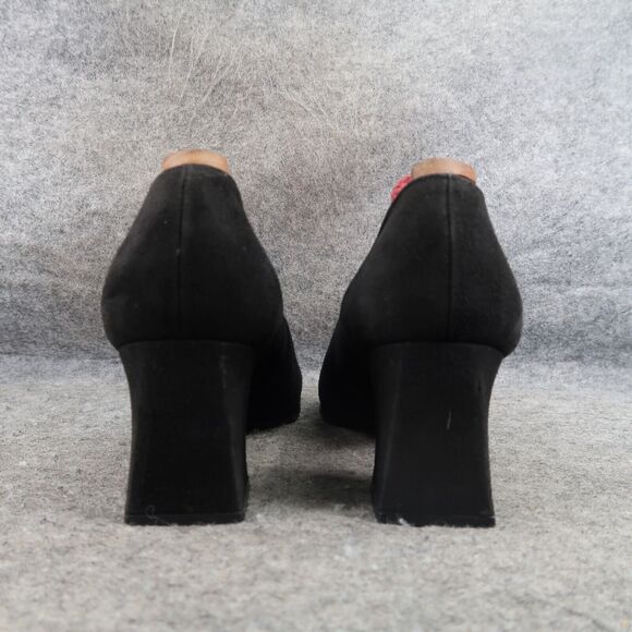 Stuart Weitzman Shoe Women 7.5 Pump Block Heel Slip On Classic Leather Black 90s - Picture 4 of 16